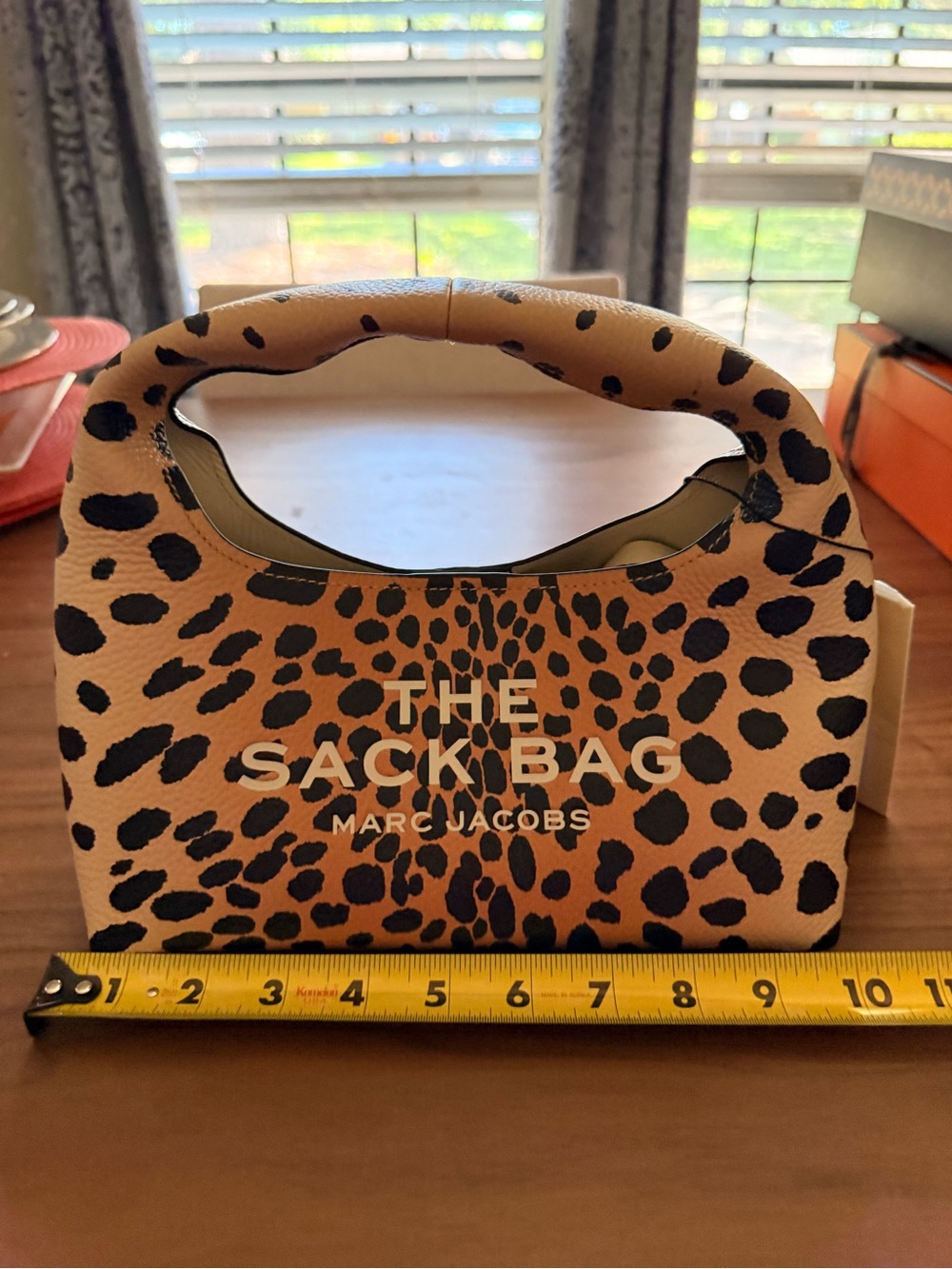 Marc Jacobs Leopard Print Mini Sack Bag in Tan & Black - Picture 4 of 14
